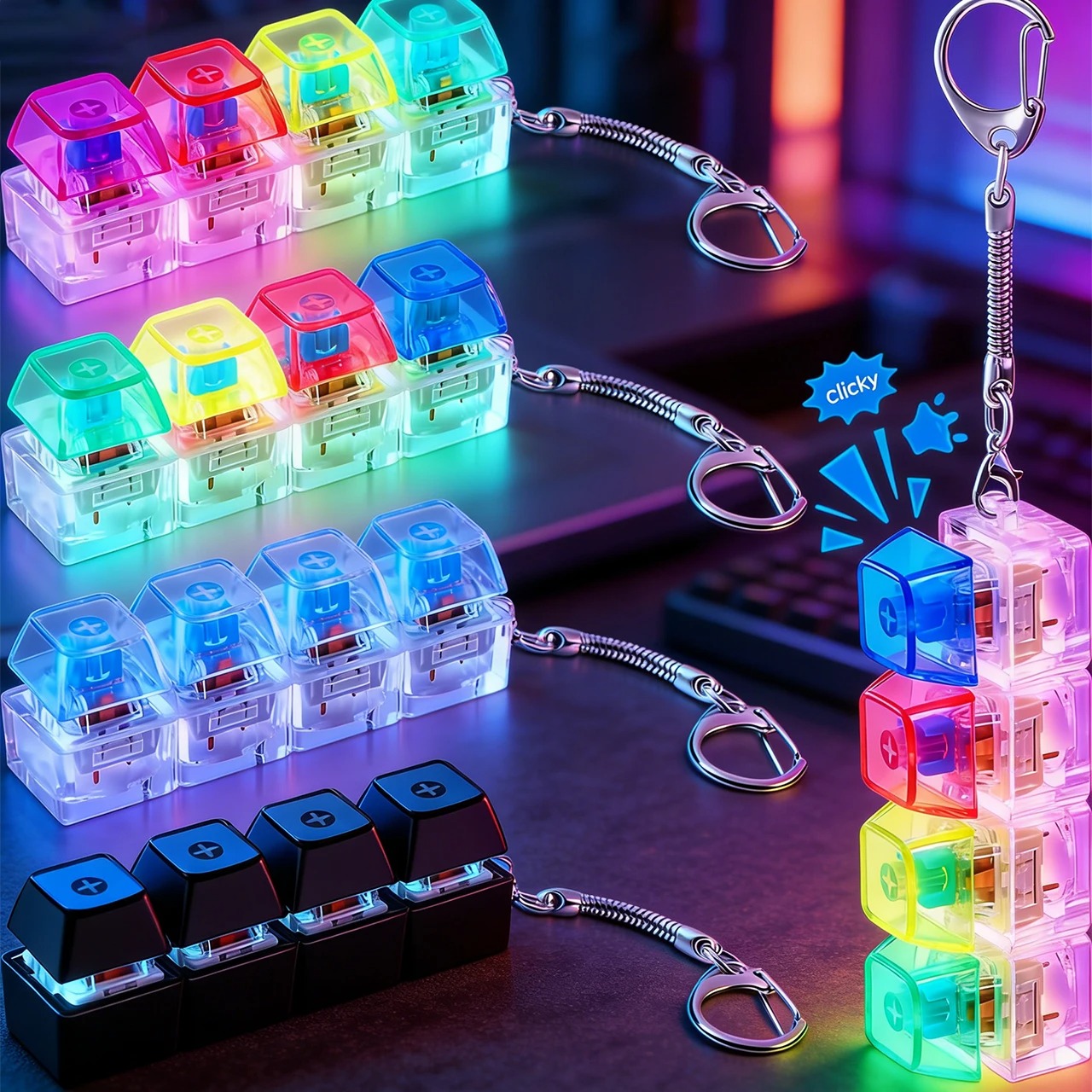 Office Lighting Decor - Porte-clés clavier LED lumineux avec boutons
