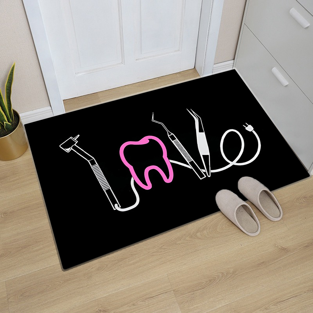 Office Lighting Decor - Tapis d'entrée léger et antidérapant Love