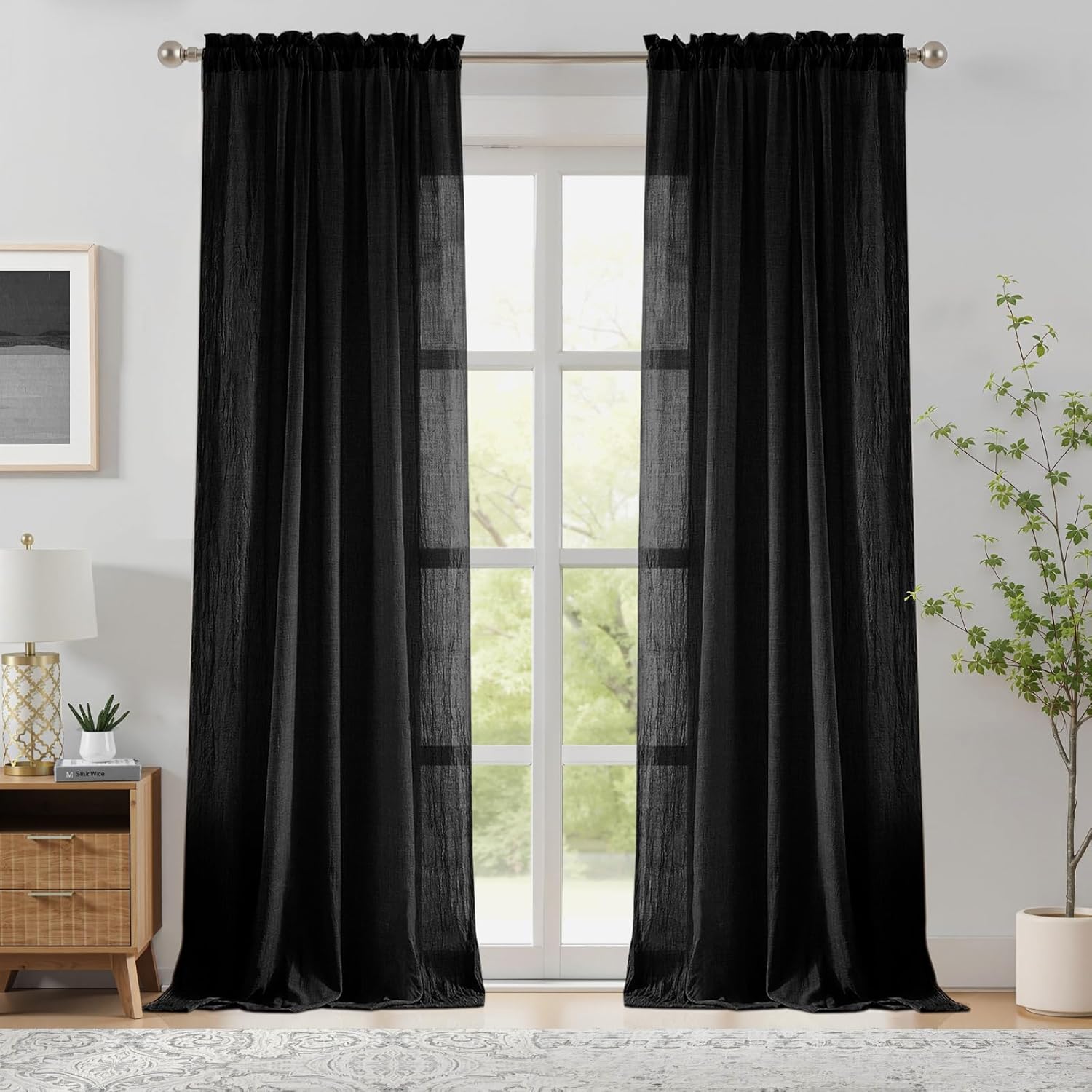 Office Lighting Decor - Voilages noirs pour chambre et salon,