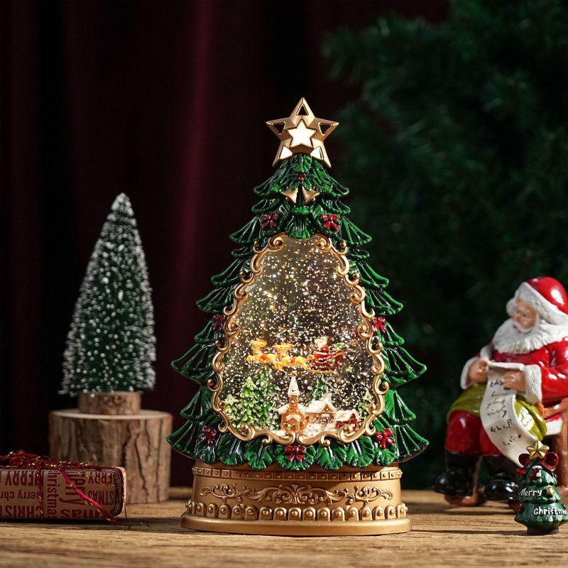Home Decor Lighting Tree - Boîte à musique globe à neige