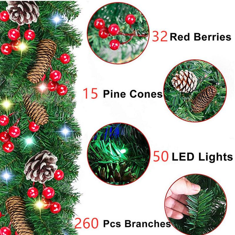 Lighting Decor Company - Guirlande de noël éclairée en rotin,