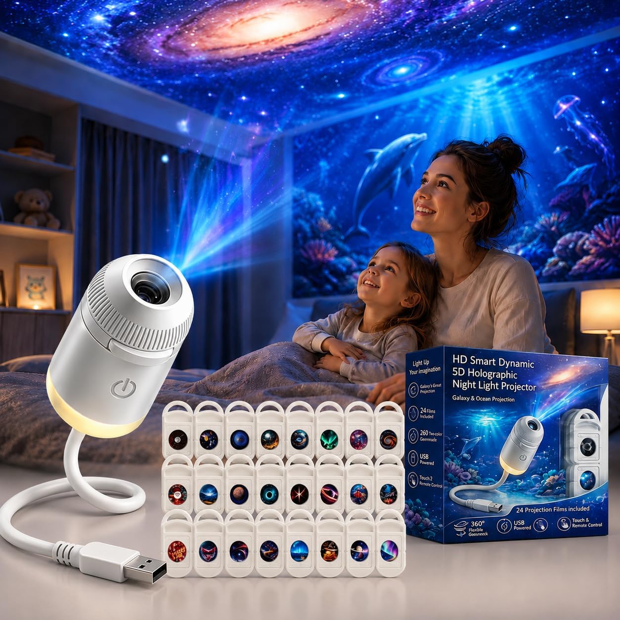 Lighting Decor Items - Projecteur de lumière nocturne holographique 5D