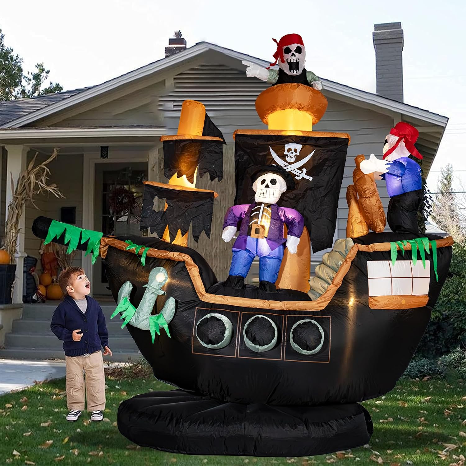Decor Lighting Fans - Décoration gonflable de bateau pirate d'Halloween