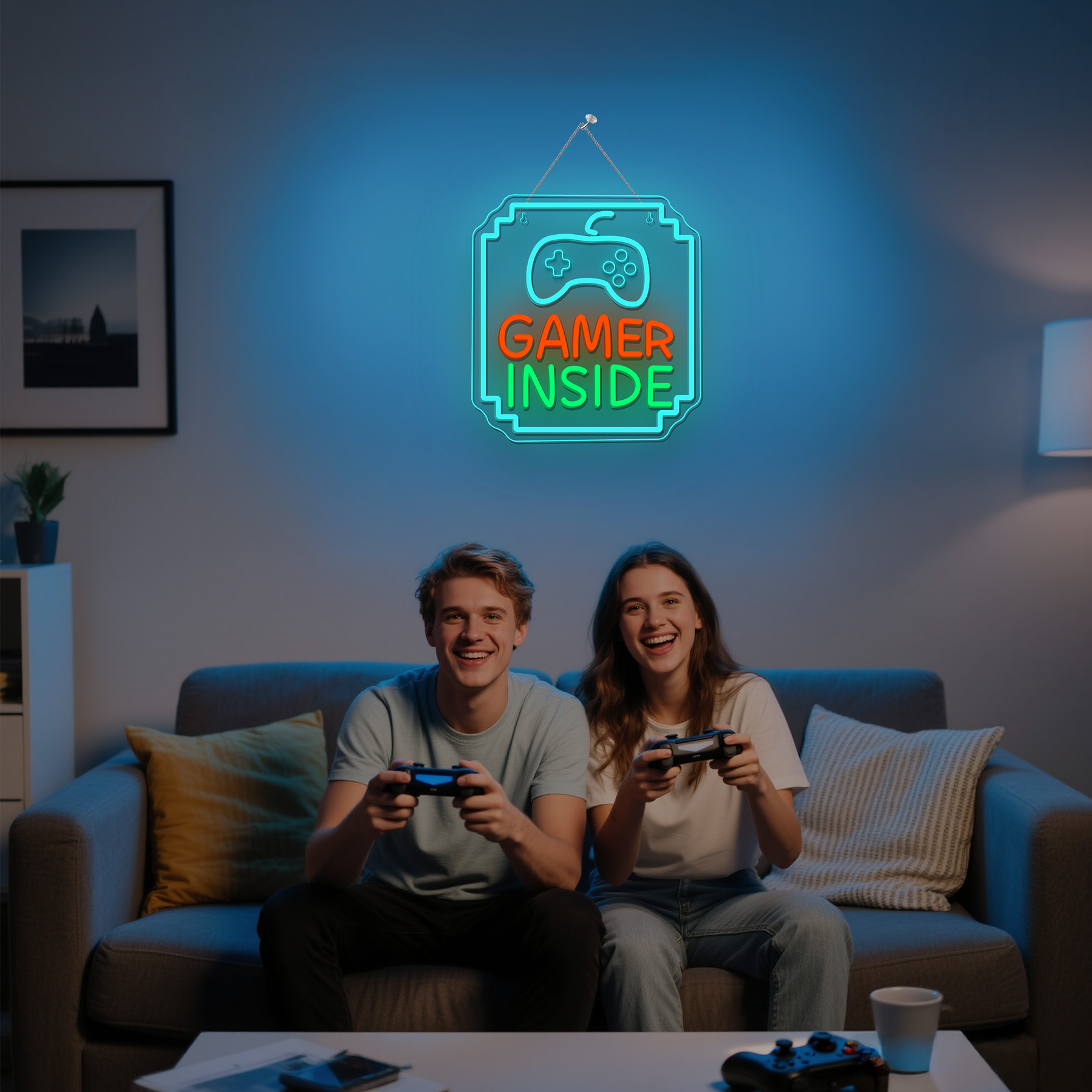 Bedroom Lighting Decor Ideas - Panneau néon intérieur de Gamer, panneau