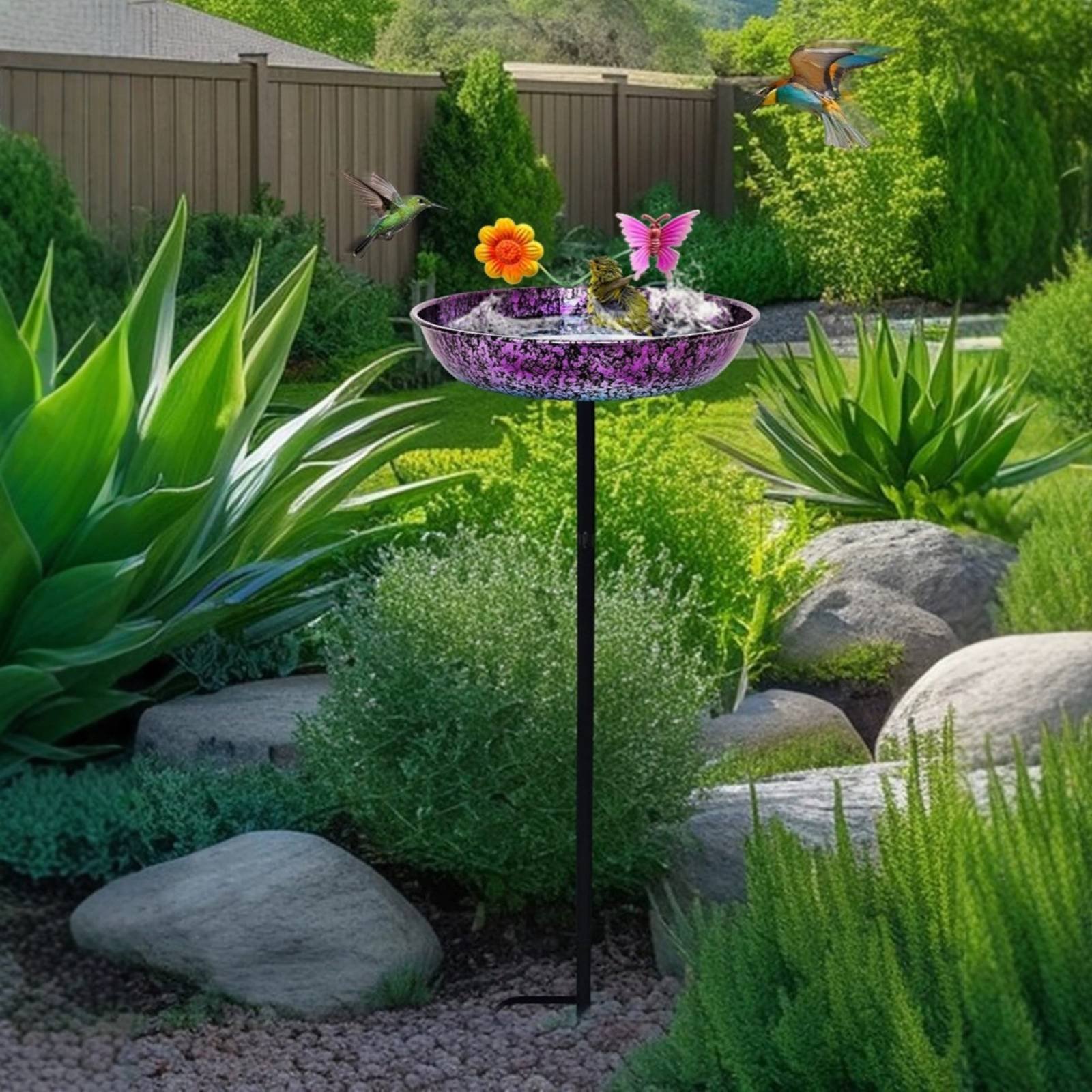 Elegant Decor & Lighting Llc - Bain d'oiseaux en métal durable, rond,