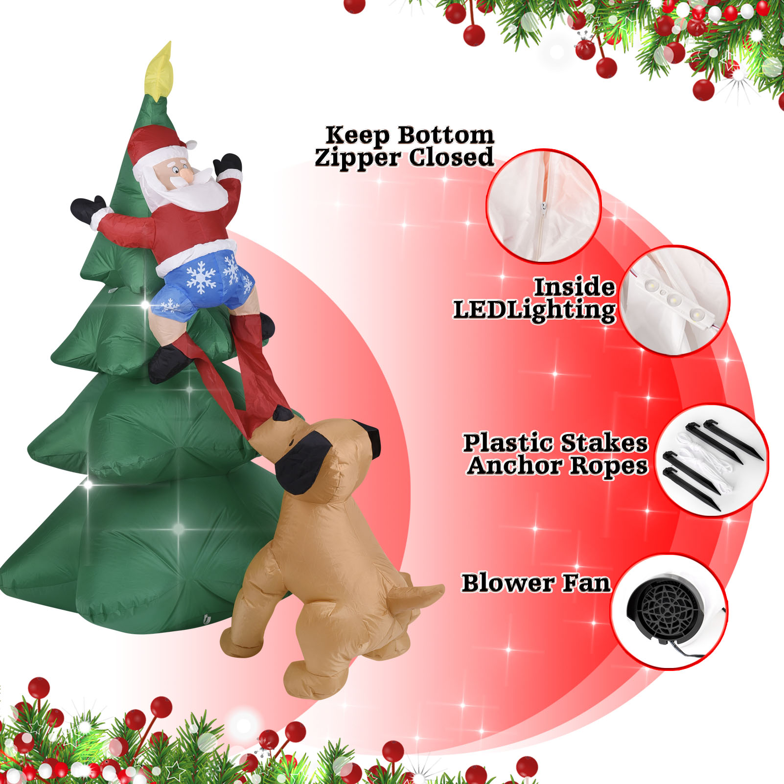 Chien gonflable de noël avec a - Home Decor Lighting Tree avis et prix