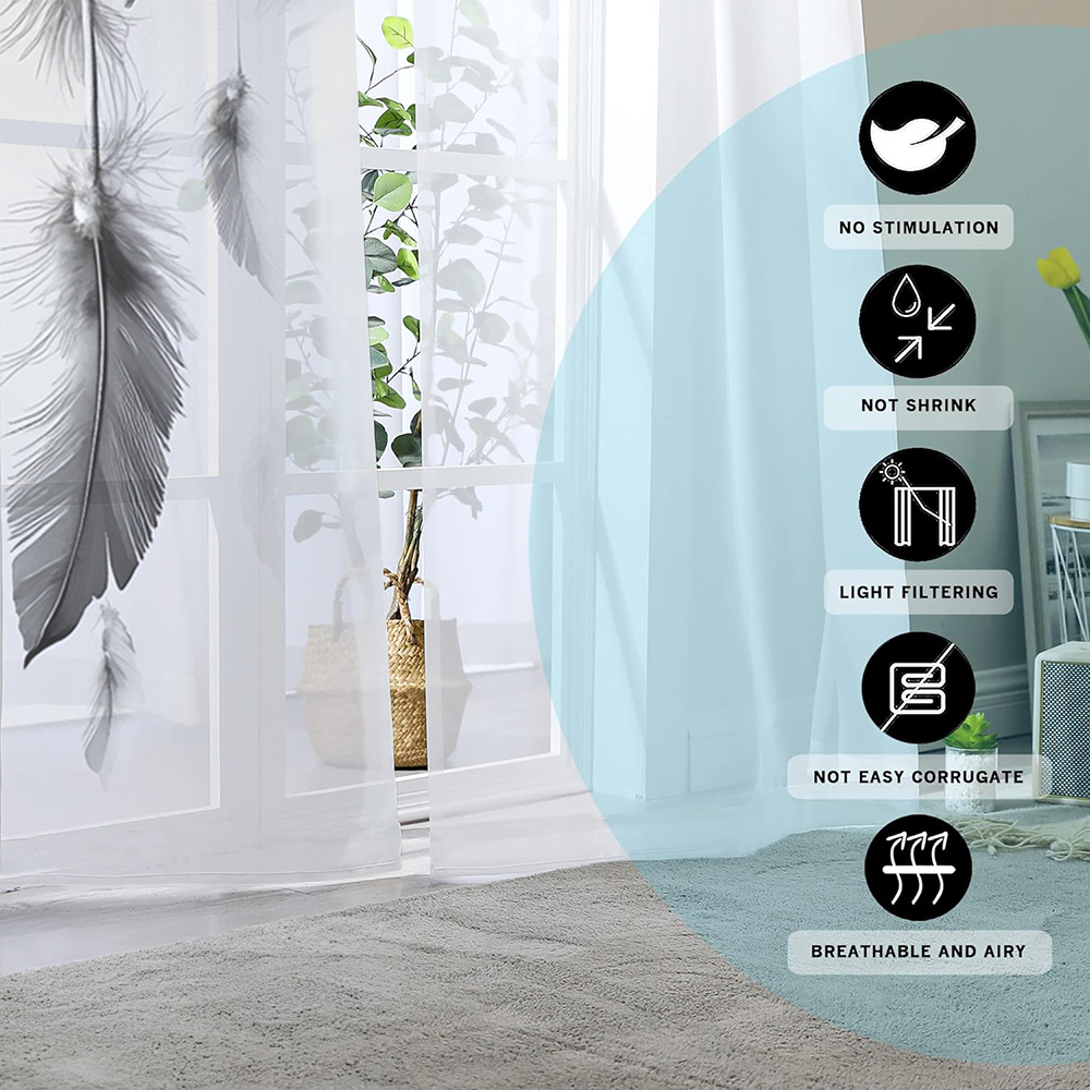 2 rideaux transparents à impre - Office Lighting Decor avis et prix