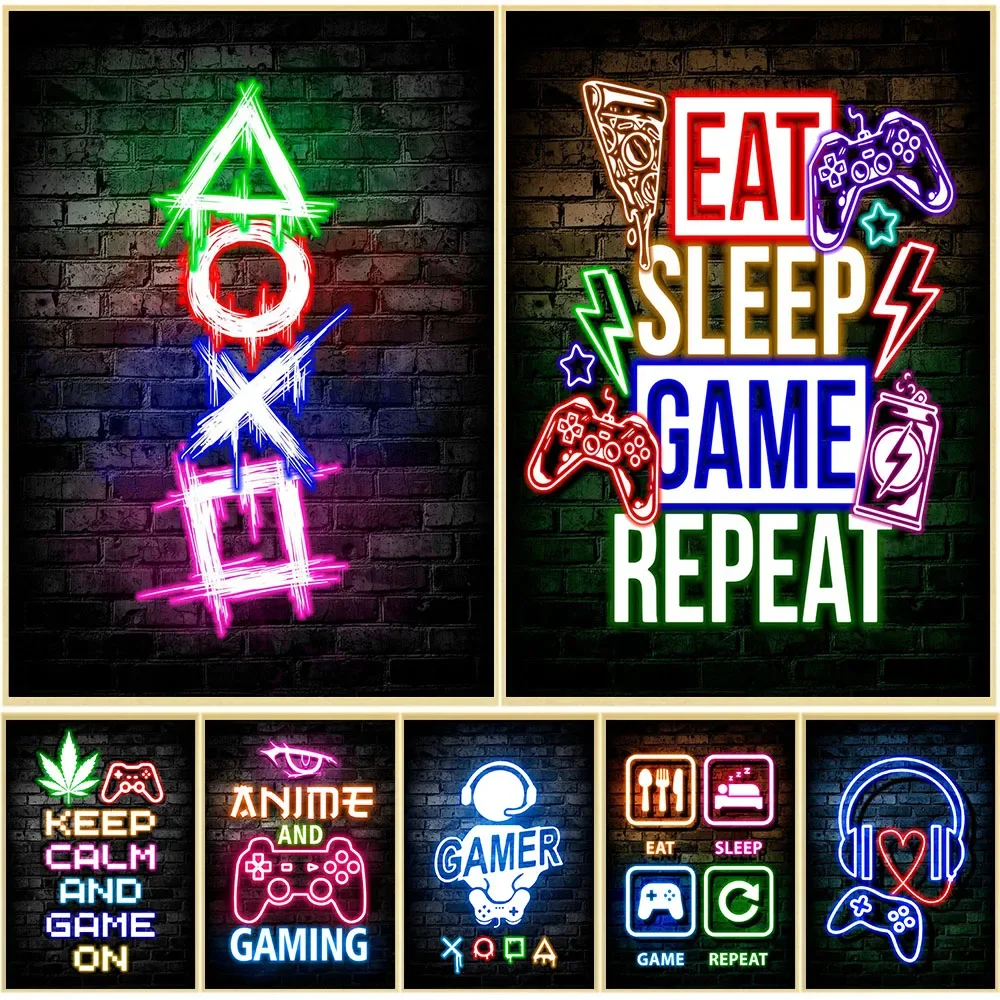 Affiches murales Gaming Neon E - Office Lighting Decor avis et prix